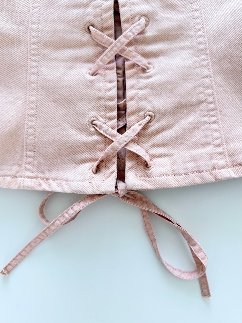 Wilfred Audra Corset Belt Pink Lace-Up Waist Cincher Aritzia Size XXS Cotton - Picture 4 of 11